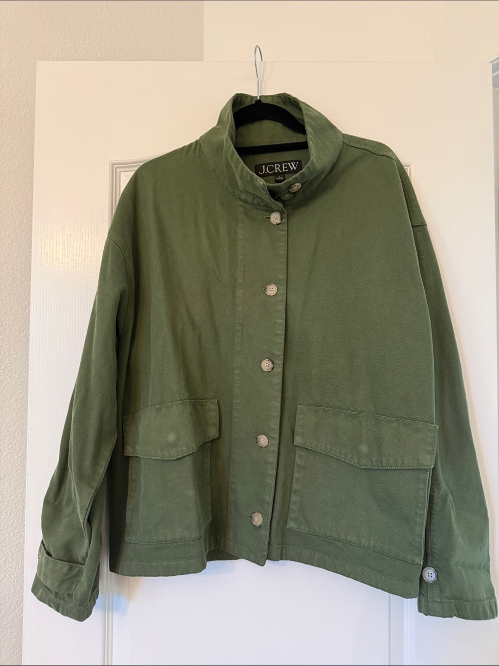 J. Crew Olive Utility Jacket with Stand Collar